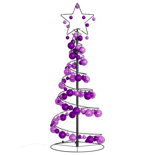 Lysende juletræ med kugler 80 LED'er 120 cm varmt hvidt lys
