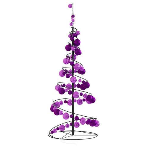 Lysende juletræ med kugler 80 LED'er 120 cm varmt hvidt lys