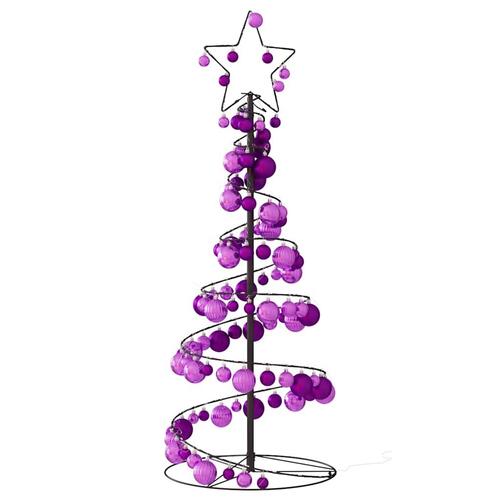 Lysende juletræ med kugler 80 LED'er 120 cm varmt hvidt lys