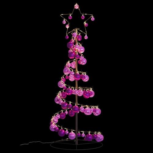 Lysende juletræ med kugler 80 LED'er 120 cm varmt hvidt lys