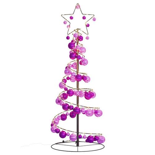Lysende juletræ med kugler 80 LED'er 120 cm varmt hvidt lys