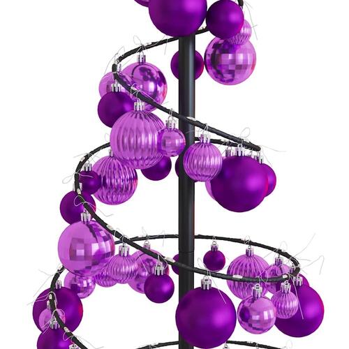 Lysende juletræ med kugler 80 LED'er 120 cm varmt hvidt lys