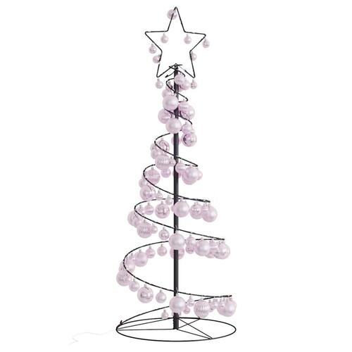 Lysende juletræ med kugler 80 LED'er 120 cm varmt hvidt lys