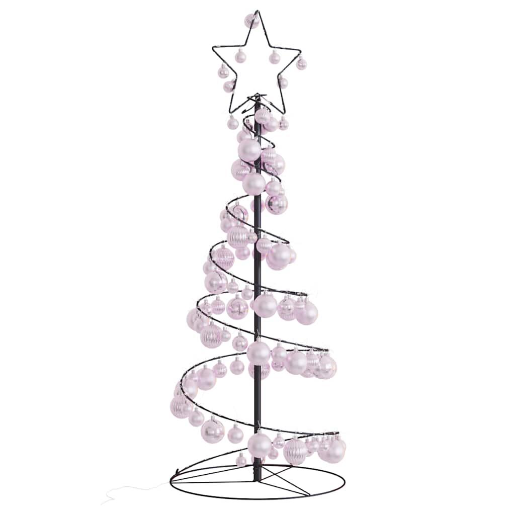Lysende juletræ med kugler 80 LED'er 120 cm varmt hvidt lys