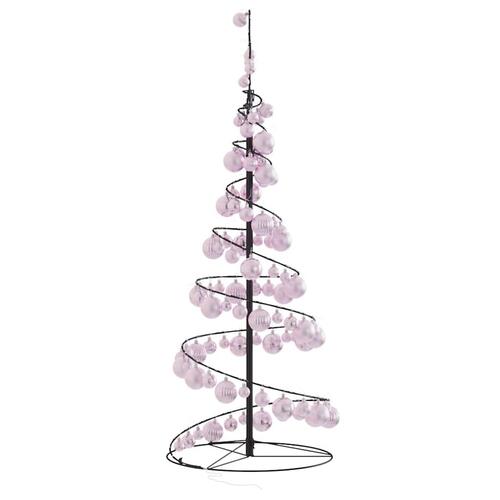 Lysende juletræ med kugler 80 LED'er 120 cm varmt hvidt lys