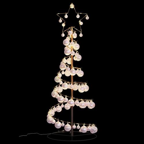 Lysende juletræ med kugler 80 LED'er 120 cm varmt hvidt lys