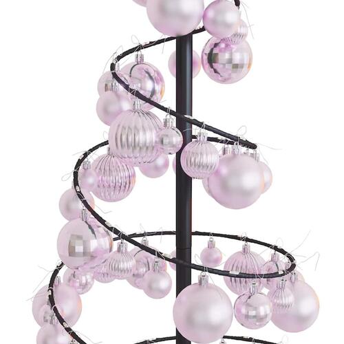 Lysende juletræ med kugler 80 LED'er 120 cm varmt hvidt lys