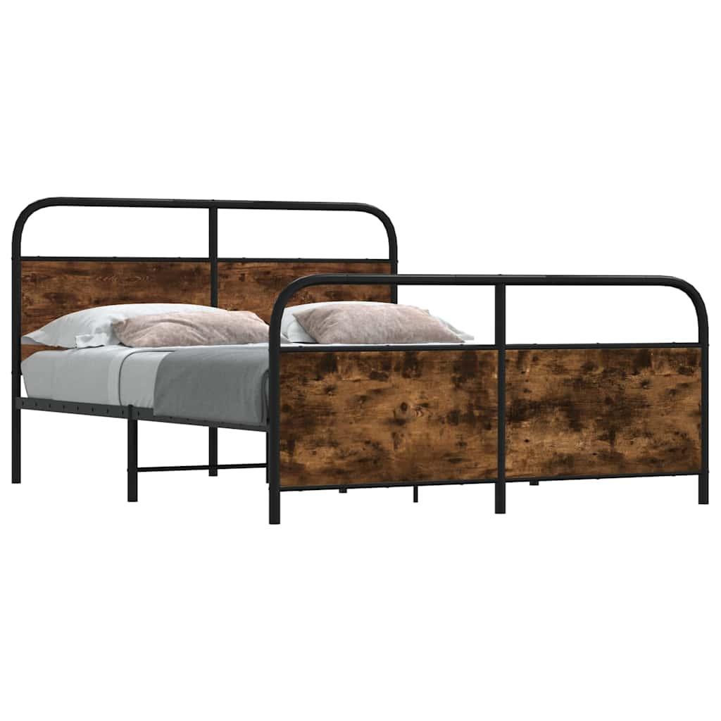 Sengeramme uden madras 193x203 cm metal røget egetræsfarve billede