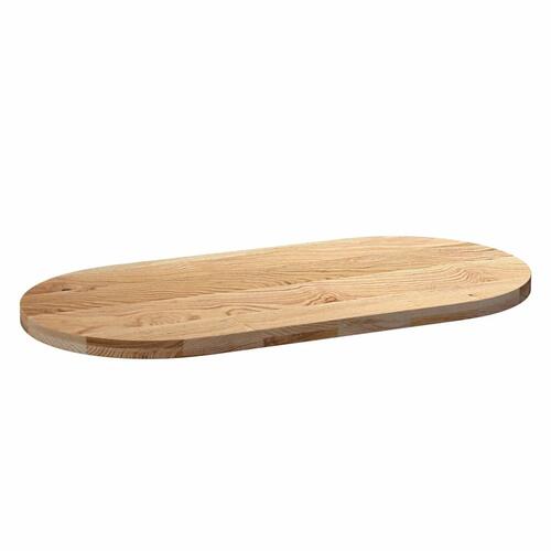 Bordplade 120x60x4 cm massivt egetræ oval