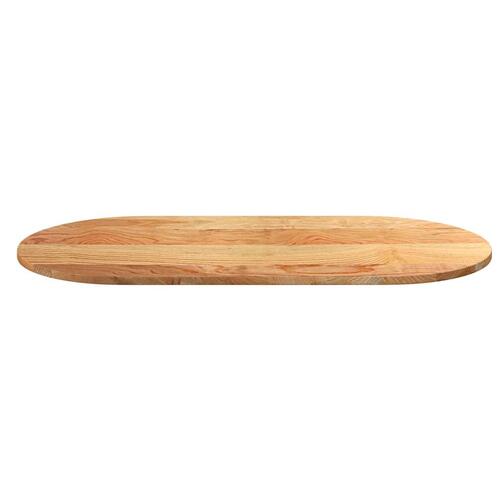 Bordplade 120x60x2 cm massivt egetræ oval lysebrun
