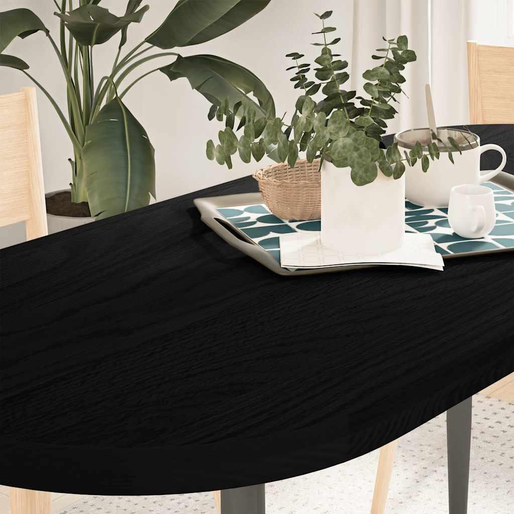 Bordplade 140x60x4 cm massivt egetræ oval mørkebrun