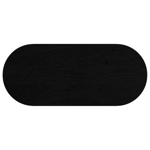 Bordplade 140x60x4 cm massivt egetræ oval mørkebrun