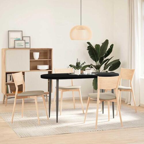 Bordplade 140x60x4 cm massivt egetræ oval mørkebrun