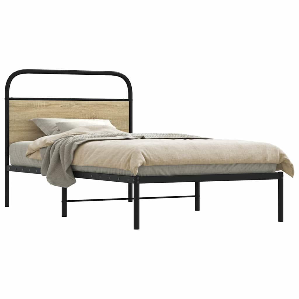 Sengeramme 107x203 cm uden madras konstrueret træ sonoma-eg billede
