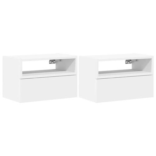 Væghængte sengeborde 2 stk. 45x26x28,5 cm hvid