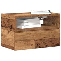 Væghængte sengeborde 2 stk. 45x26x28,5 cm antikt trælook