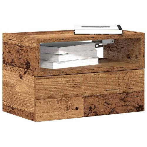 Væghængte sengeborde 2 stk. 45x26x28,5 cm antikt trælook