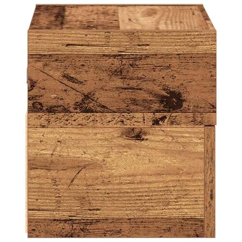 Væghængte sengeborde 2 stk. 45x26x28,5 cm antikt trælook