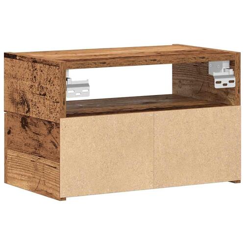 Væghængte sengeborde 2 stk. 45x26x28,5 cm antikt trælook