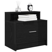 Sengebord med skuffe 51x31x47 cm sort-eg