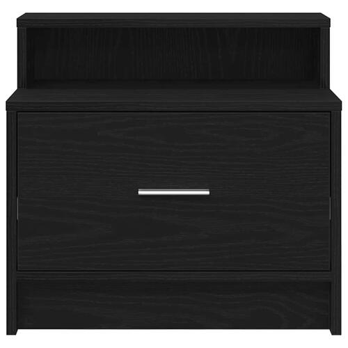 Sengebord med skuffe 51x31x47 cm sort-eg