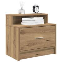 Sengeborde med skuffe 2 stk. 51x31x47 cm egetræsfarve