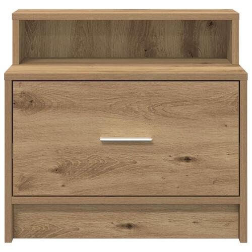Sengeborde med skuffe 2 stk. 51x31x47 cm egetræsfarve