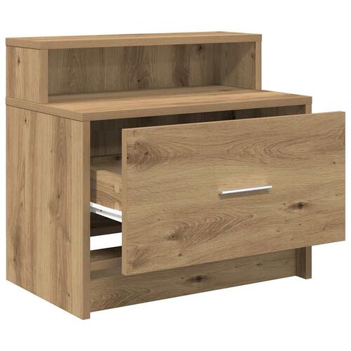 Sengeborde med skuffe 2 stk. 51x31x47 cm egetræsfarve