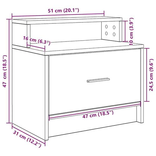Sengeborde med skuffe 2 stk. 51x31x47 cm egetræsfarve