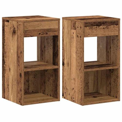 Sengeborde med skuffe 2 stk. 35x34x66,5 cm antikt træ