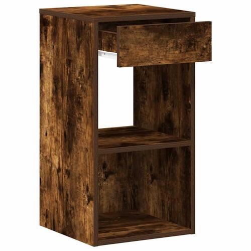 Sengebord med skuffe 35x34x66,5 cm røget egetræsfarve