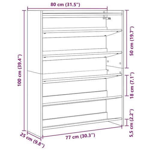 Skoreol 80x25x100 cm konstrueret træ hvid