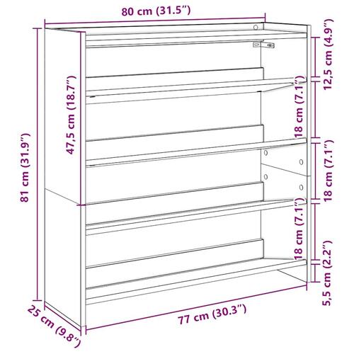 Skoreol 80x25x100 cm konstrueret træ hvid