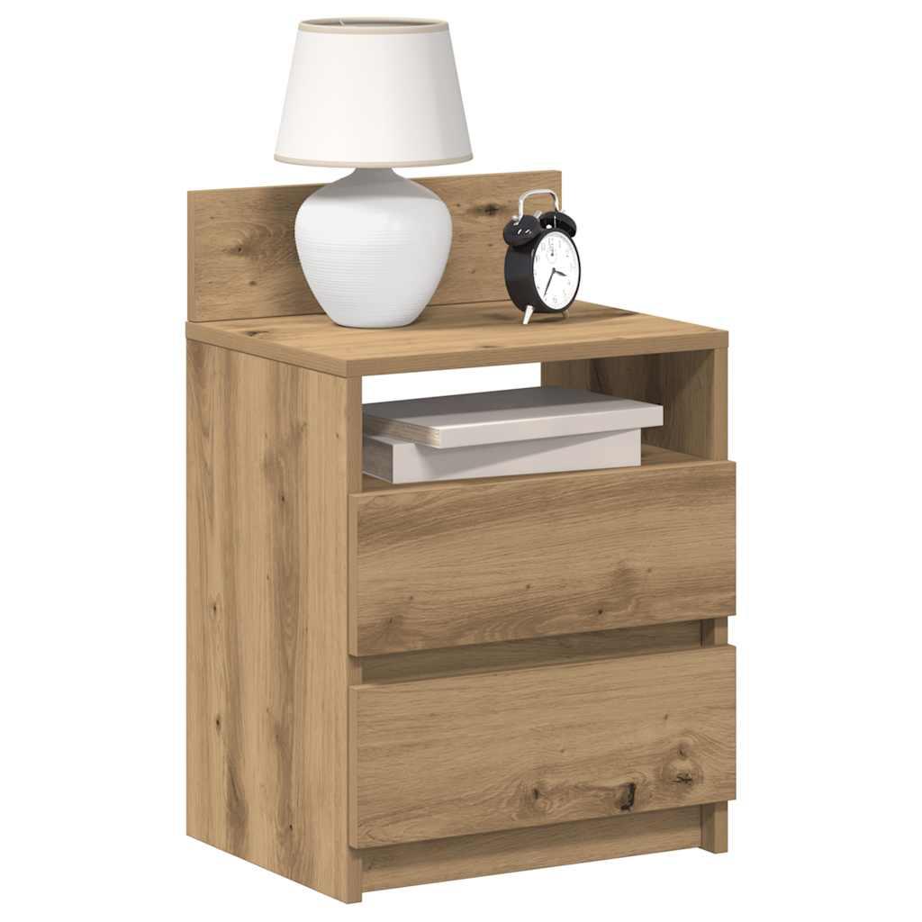 Sengebord med 2 skuffer 40x33x60 cm kunsteg