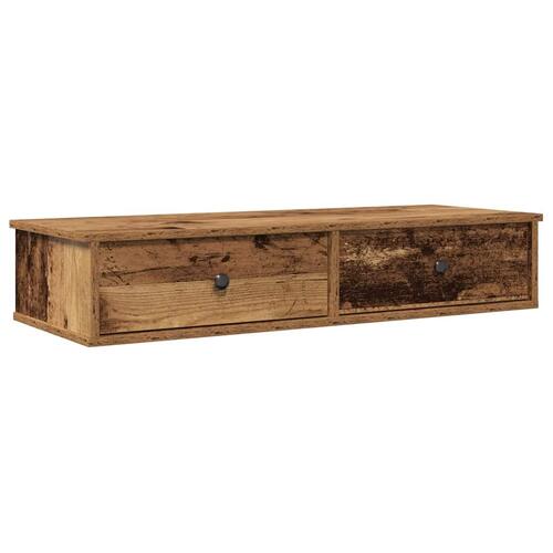 Væghylde med skuffer 100x37,5x19 cm konstrueret træ antikt træ
