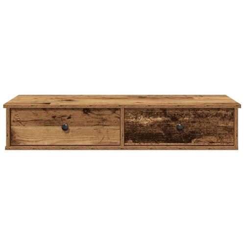 Væghylde med skuffer 100x37,5x19 cm konstrueret træ antikt træ