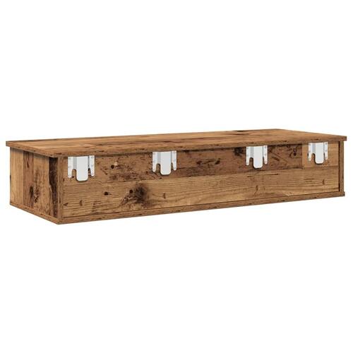 Væghylde med skuffer 100x37,5x19 cm konstrueret træ antikt træ