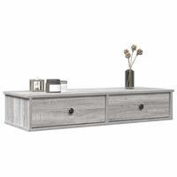 Væghylde med skuffer 100x37,5x19 cm grå sonoma-eg