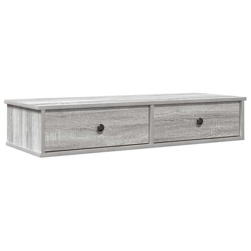 Væghylde med skuffer 100x37,5x19 cm grå sonoma-eg