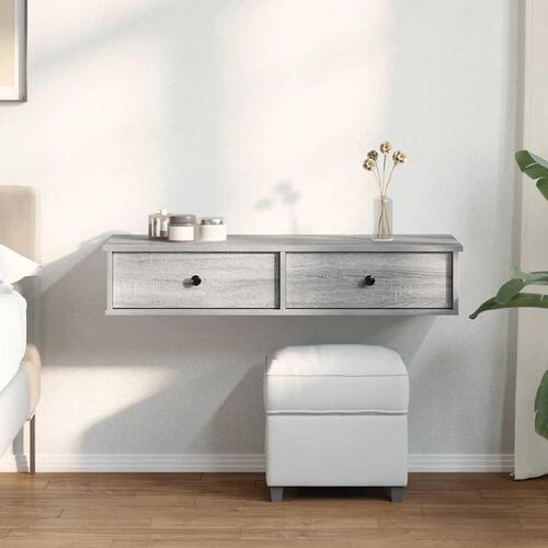 Væghylde med skuffer 100x37,5x19 cm grå sonoma-eg