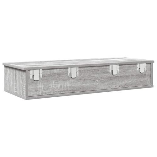 Væghylde med skuffer 100x37,5x19 cm grå sonoma-eg