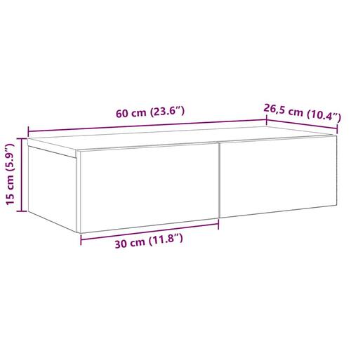 Væghylde med skuffer 60x26,5x15 cm konstrueret træ røget eg
