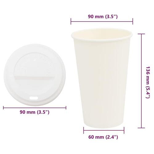Kaffekopper af papir med låg 1000 stk. 16oz 400ml
