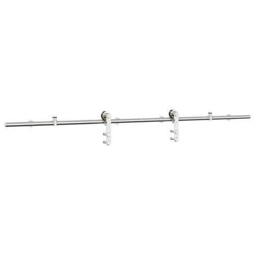 Hardwarekit til skydedør 183 cm rustfrit stål sølvfarvet