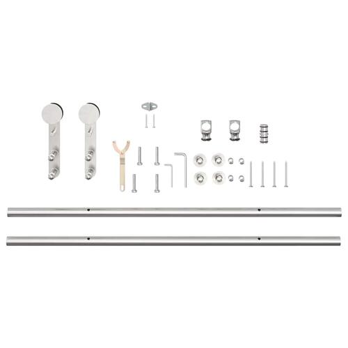 Hardwarekit til skydedør 183 cm rustfrit stål sølvfarvet