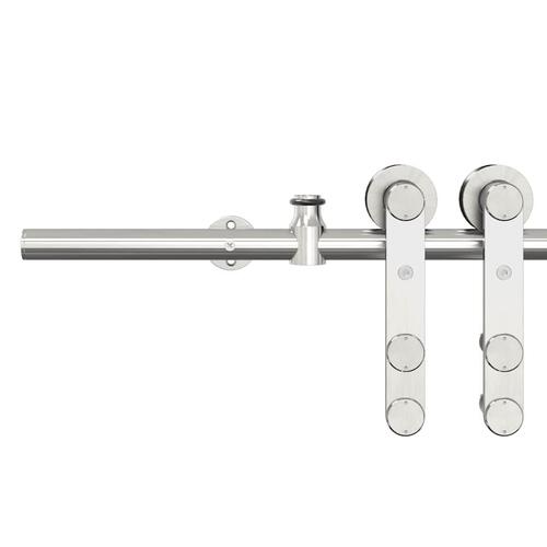 Hardwarekit til skydedør 183 cm rustfrit stål sølvfarvet
