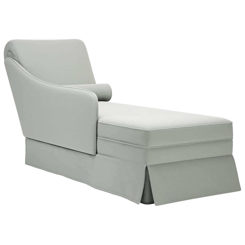 Chaiselong med bolster og højre armlæn fløjl lysegrå