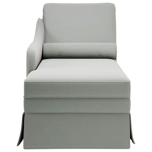 Chaiselong med bolster og højre armlæn fløjl lysegrå