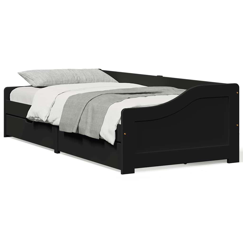 Daybed med to skuffer uden madras IRUN sort 90x200 cm