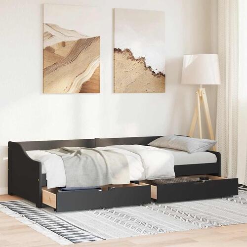 Daybed med to skuffer uden madras IRUN sort 90x200 cm